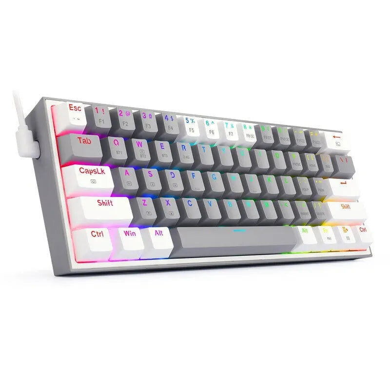 K617 RGB mechanical keyboard with white pink colour option showing backlit keys and multimedia controls