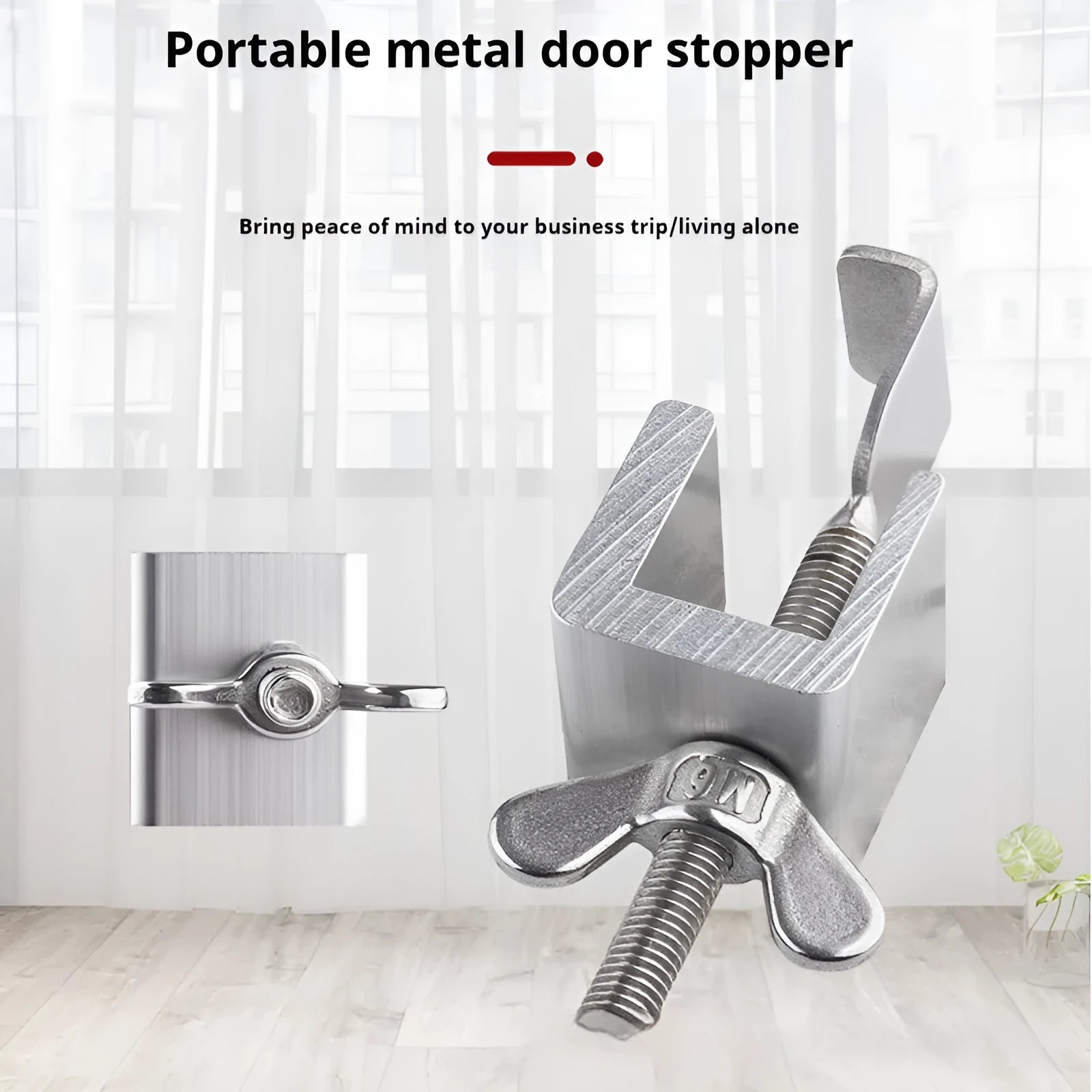 Portable hotel security lock door stopper in stainless steel and aluminium alloy