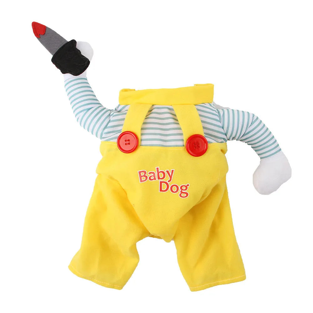Yellow assassin knife cat costume in polyester pet clothing sizes S M L XL