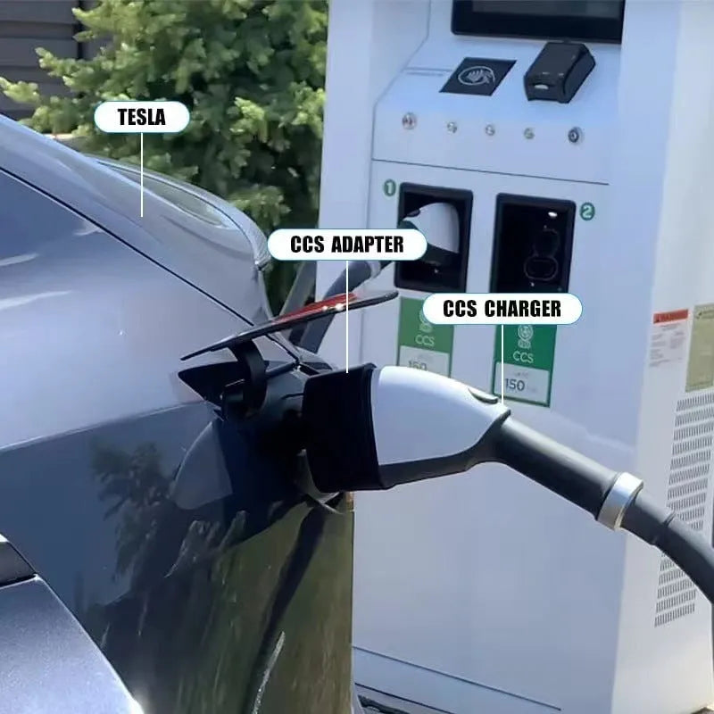 Black Tesla to American Standard charging plug conversion adapter for electric vehicles
