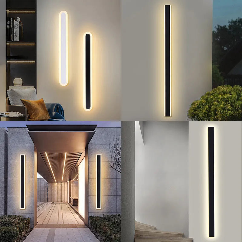 Outdoor LED strip straight wall lamp with wrought iron shell, 150cm length, IP65 waterproof rating