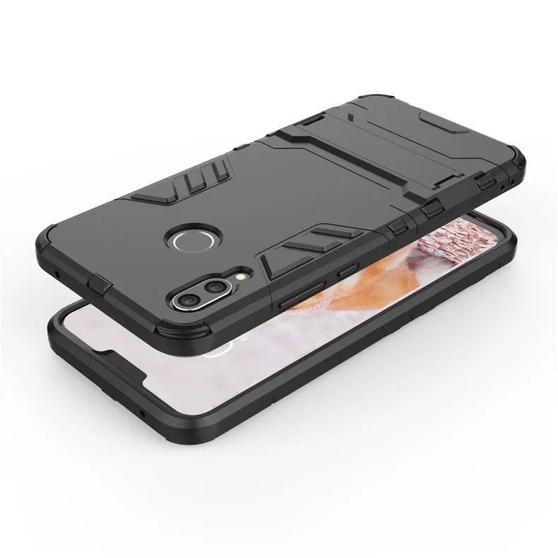 2-in-1 bracket phone case for Huawei P20 Pro in blue black with kickstand extended