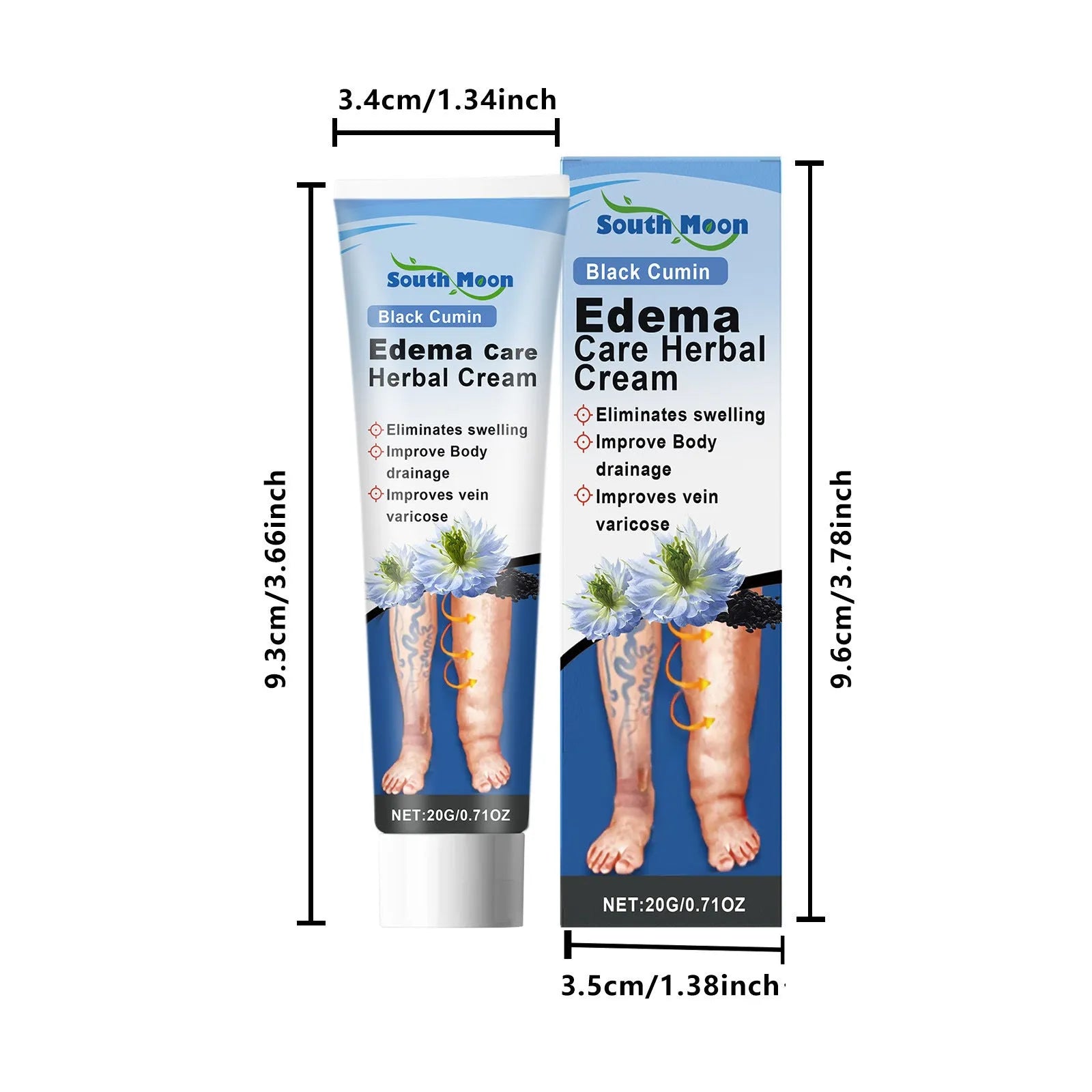 Herbal Gentle Soothing Leg Care Cream 20g tube with black grass seeds and horse chestnut
