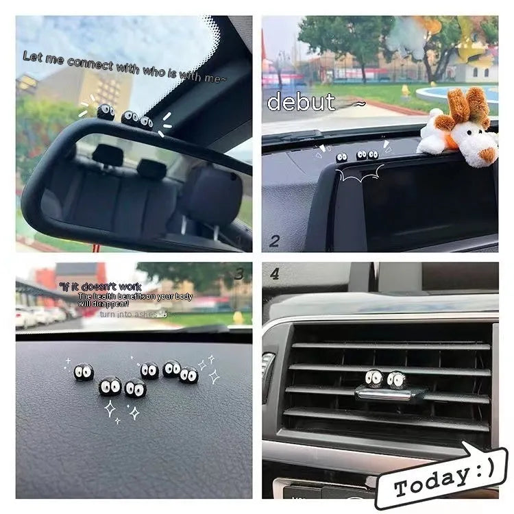 Black cartoon briquette car decorations made from resin with traceless mounting tape