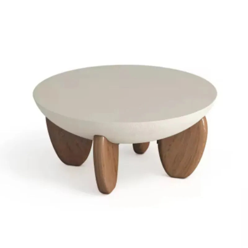 White solid wood coffee table with adjustable height feature and storage compartments