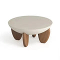 White solid wood coffee table with adjustable height feature and storage compartments