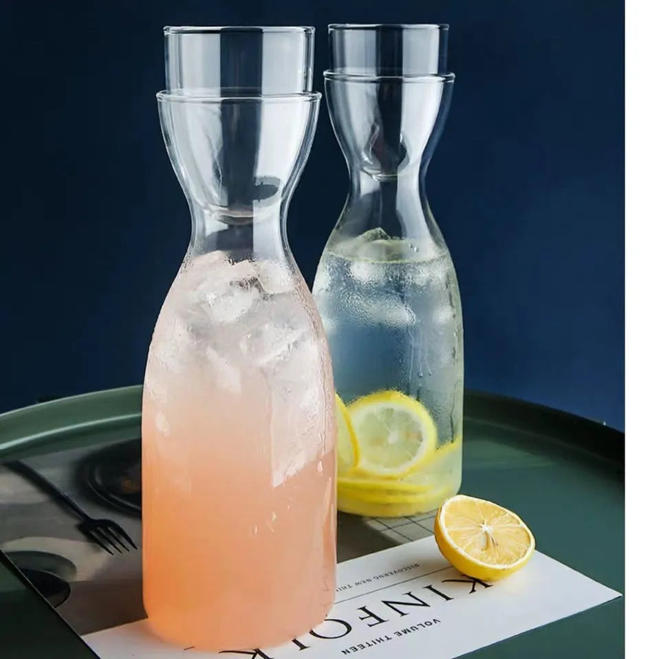 New Nordic style transparent glass kettle and water cup set for cold drinks