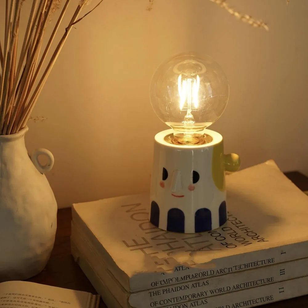 Handmade ceramic bedside lamp with ball headlight shade creative decoration