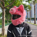 Pinkpig cartoon plush protective hood for motorcycle helmets made from soft pv velvet cloth.