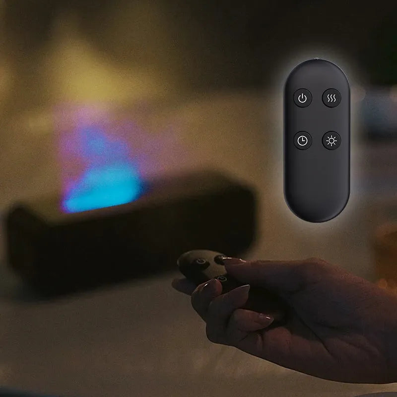 Flame Dynamic USB aroma diffuser with remote control in black or white with colour-changing lights