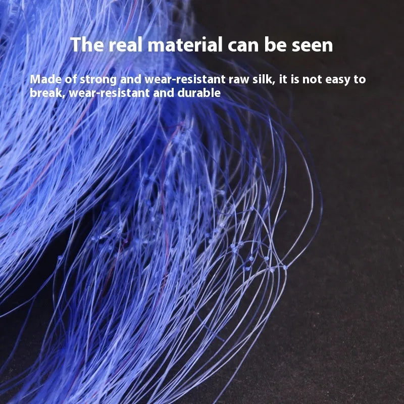 Hand sprinkle fishing net with nylon and metal construction, shown with different mesh size options