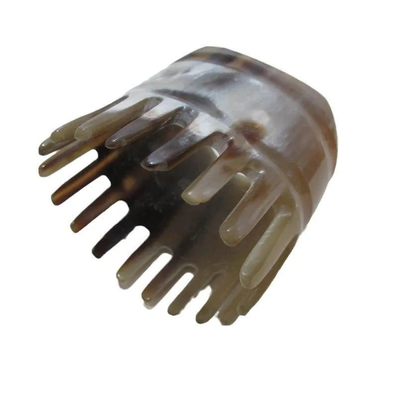 White buffalo horn massage comb with wide teeth and pointed tip design for female head meridian therapy