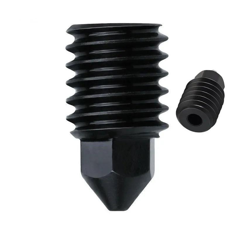 Hardened steel hot end assembly with black silicone sleeve for Bambu Lab A1 Mini 3D printer