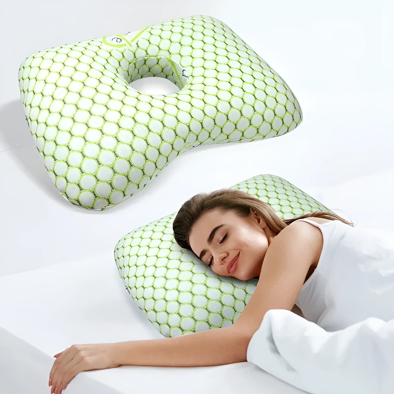 Beauty salon single hole ear pillow with polyester fibre filling in new Chinese style, 39cm by 28cm dimensions
