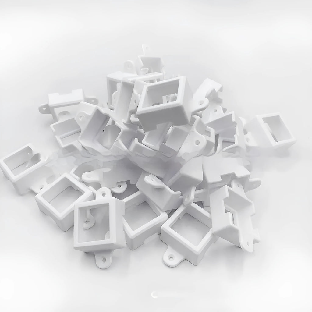 White plastic LED light protective lampshade, 1.7cm by 6cm, shown as a single unit.