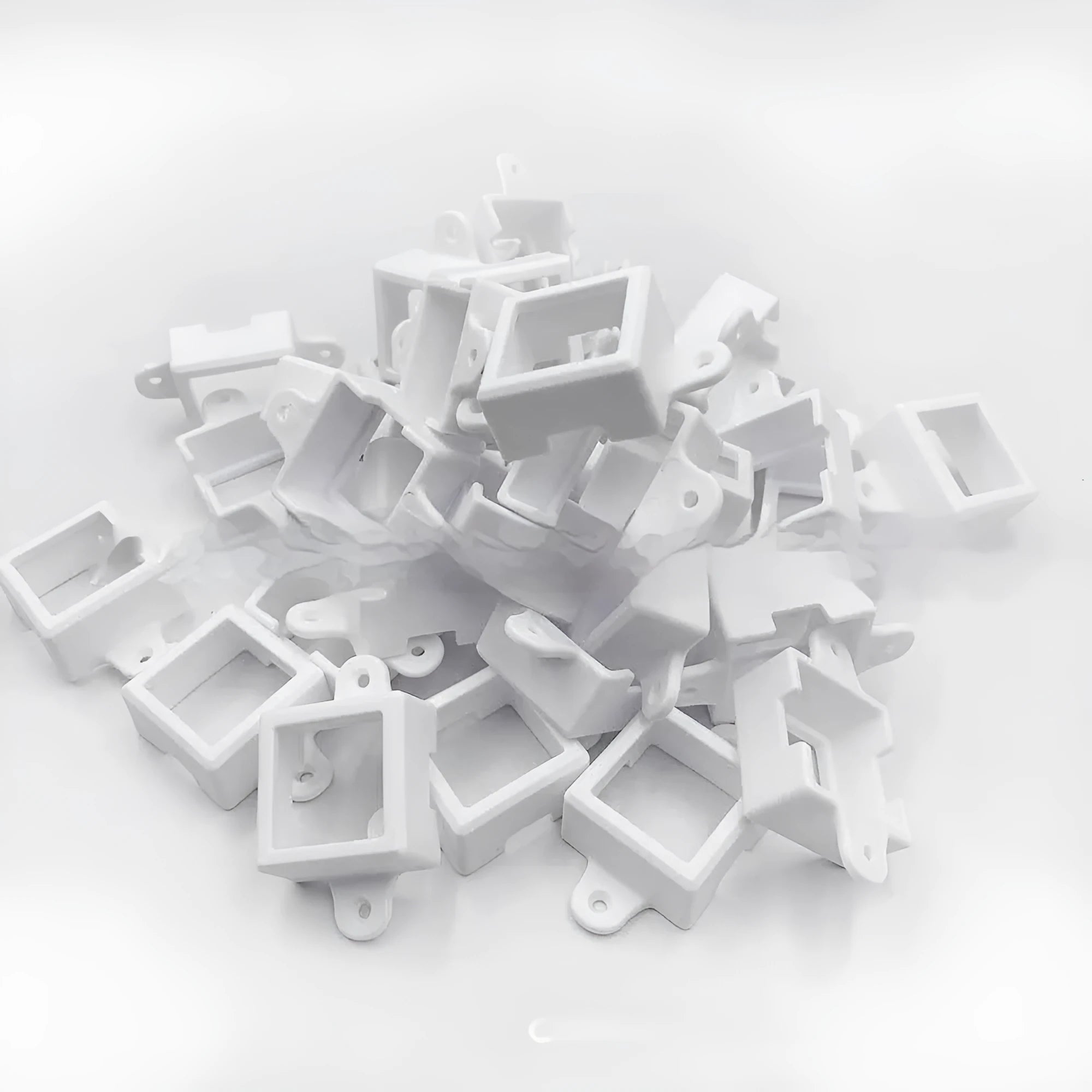 White plastic LED light protective lampshade, 1.7cm by 6cm, shown as a single unit.