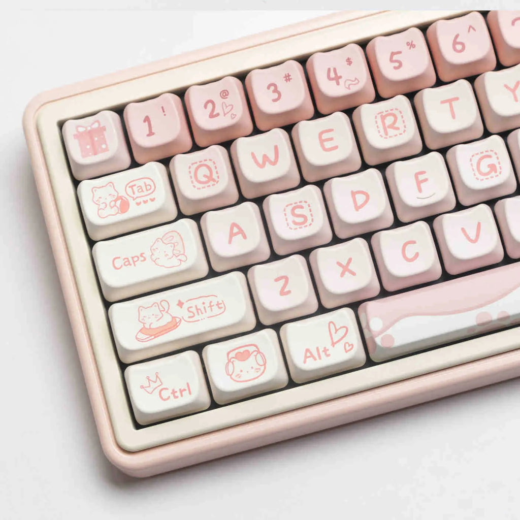 Full set of PBT key caps for mechanical keyboards showing over 98 keys in universal layout