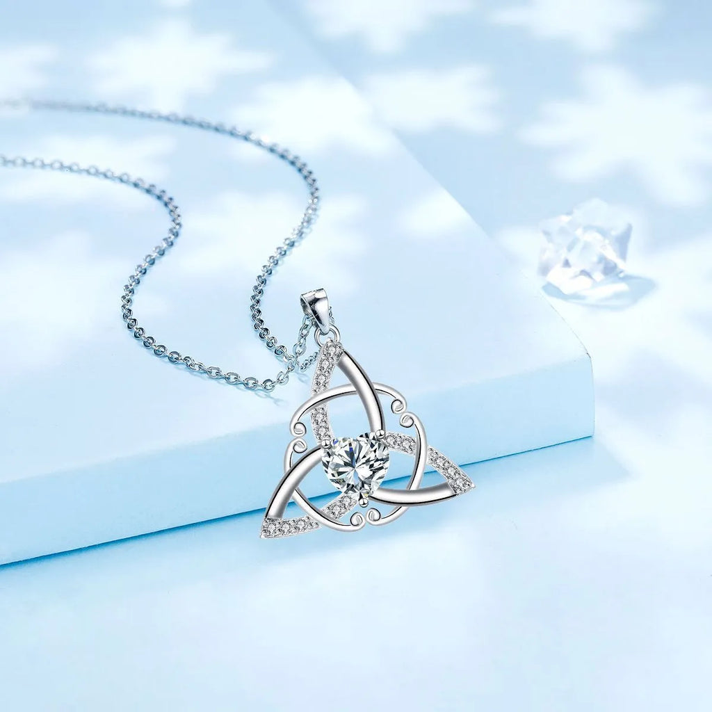 Copper Celtic knot pendant necklace for women in a choice of four electroplated colours.