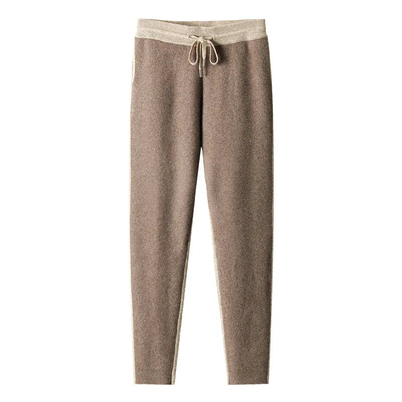 Men's cashmere wool blend cardigan suit with half turtleneck zip top and matching trousers in winter colours
