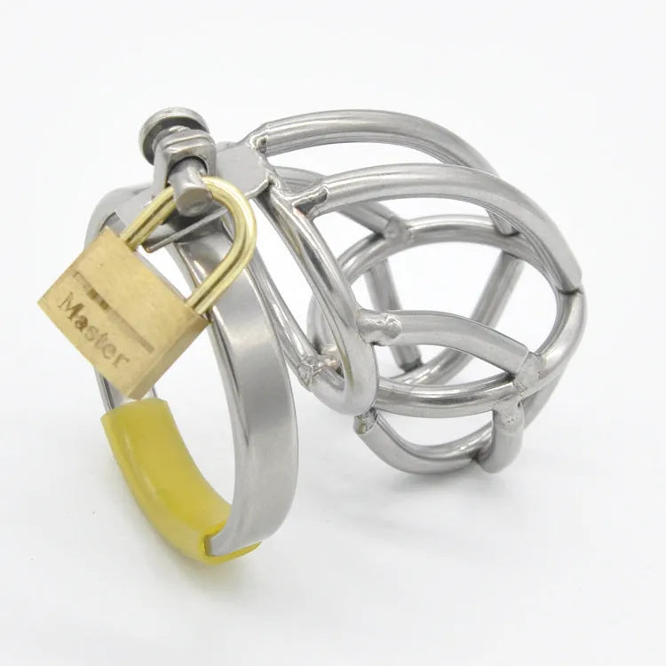 Men's stainless steel metal chastity device with 38mm 43mm 48mm 52mm snap ring options