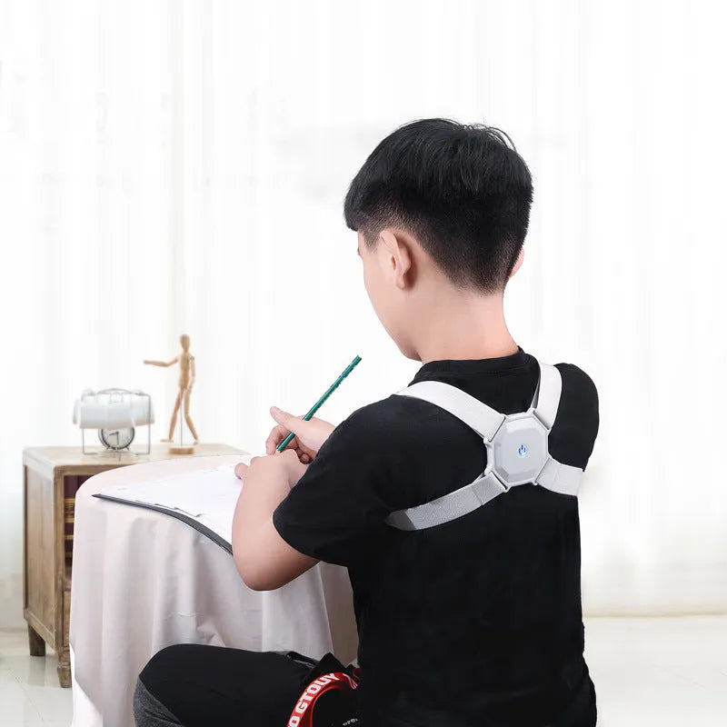 Smart posture corrector belt in gray packaging, adjustable for kids and adults, 210g