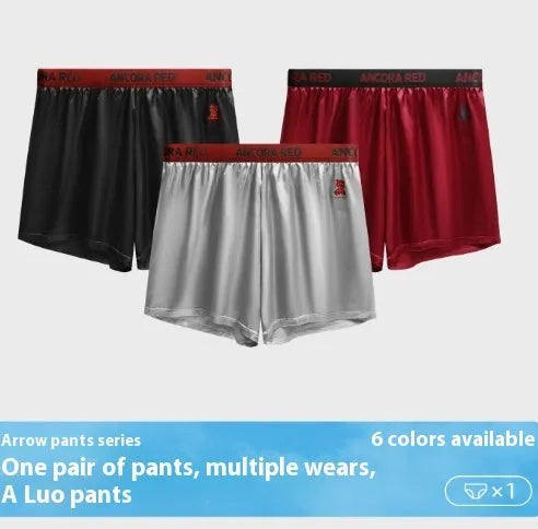 Men's solid colour boxer briefs in polyester fabric with mid-waist design