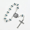 Virgin Mary cross shaped glass and alloy car hanging ornament with ball bead chain