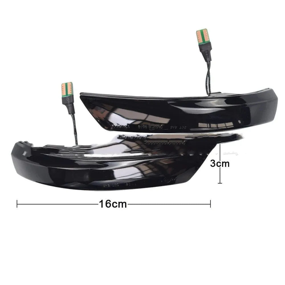 Ford Focus and Mondeo rearview mirror LED waterfall light accessory in yellow and blue two-tone.