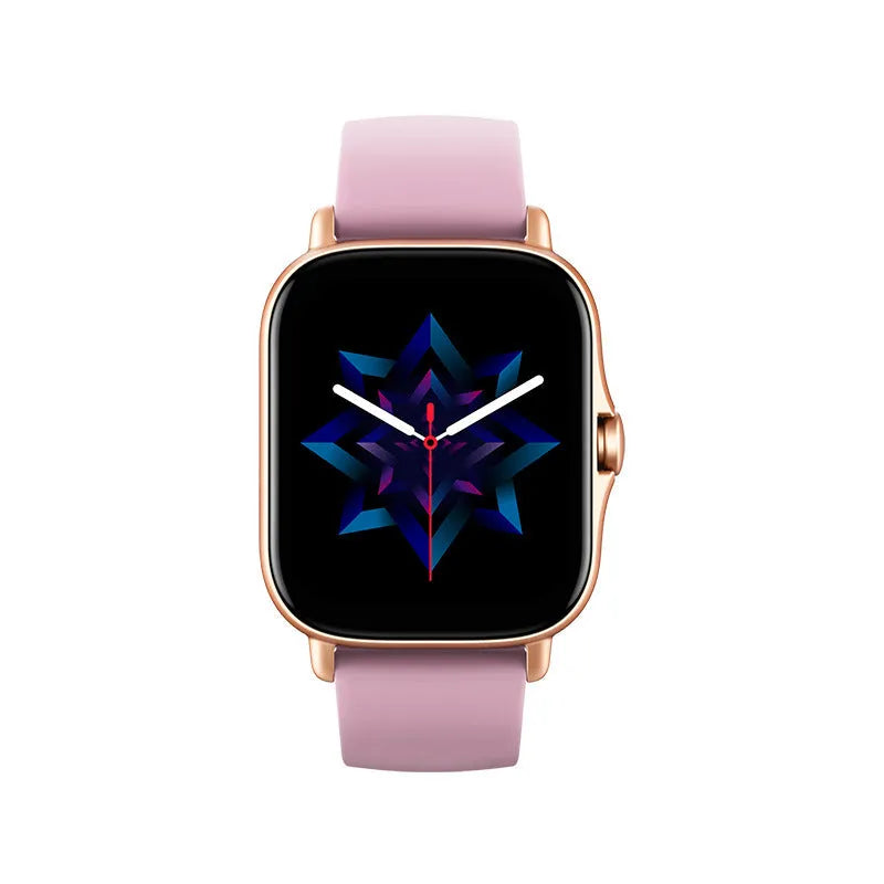 GT20 smart watch with black alloy case and silicone band showing heart rate reading on screen