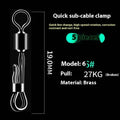 Brass fishing quick line change clamp with barrel swivel bearing and 8-word ring quick release