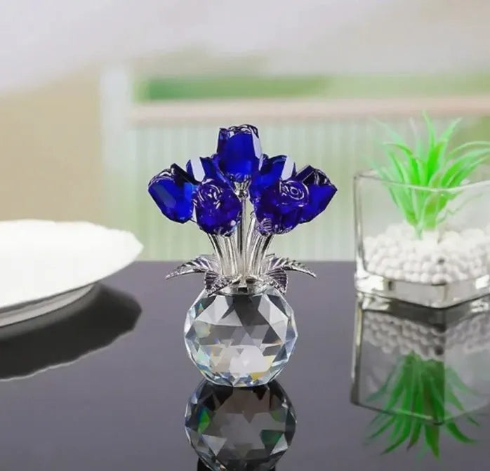 Crystal rose geometric ornament with wire drawing texture in Chinese-style design