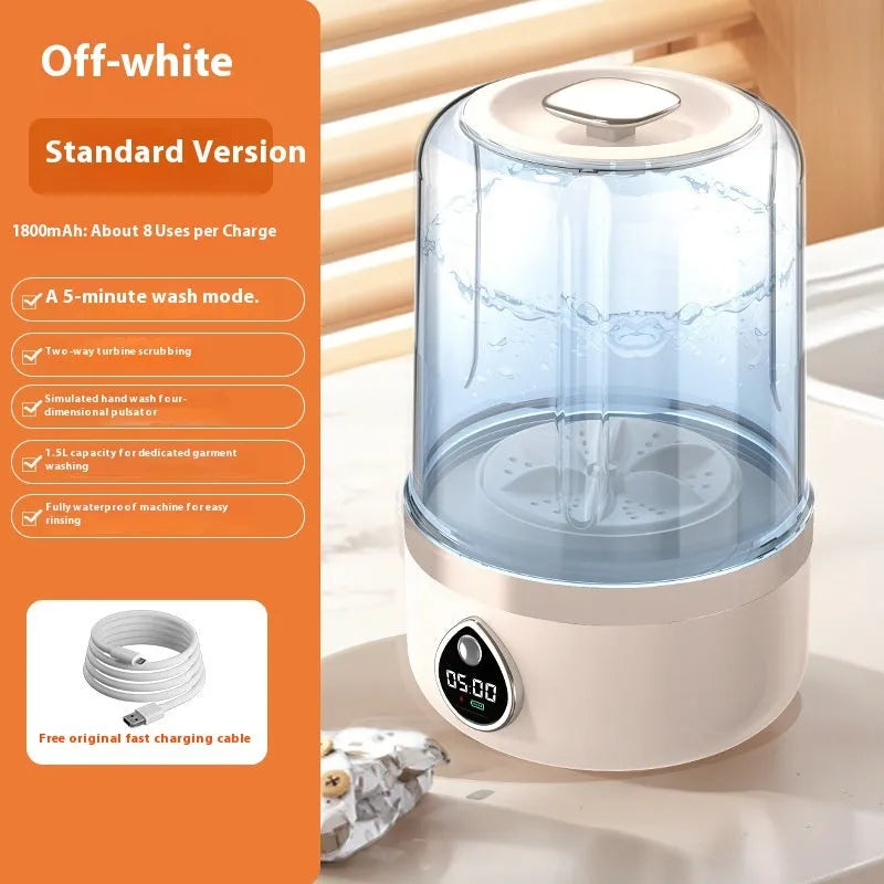 White portable USB mini washing machine with compact plastic design