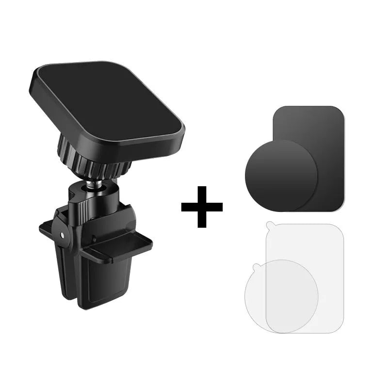Black car air vent magnetic phone holder with adjustable mounting bracket