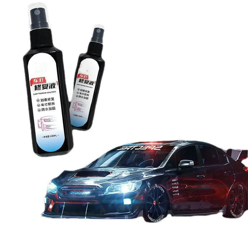 100 ml bottle of car headlight renovation liquid with applicator for plastic lens restoration