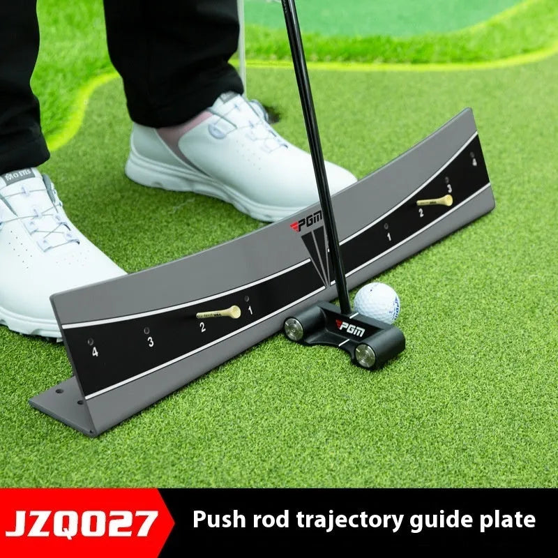 Golf putter trajectory balance simulator with adjustable push rod balancer for stroke practice