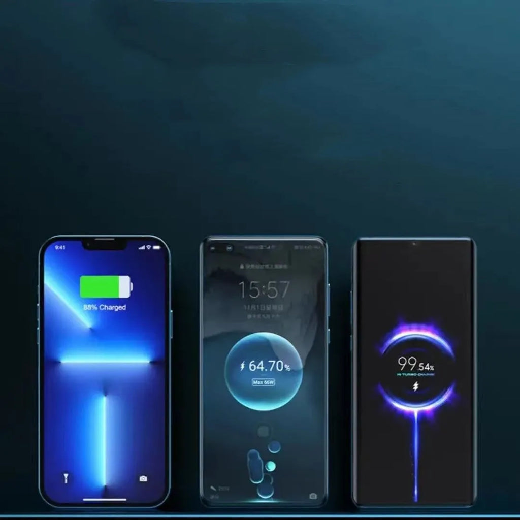 Transparent industrial power bank showing internal aluminum case and battery cells