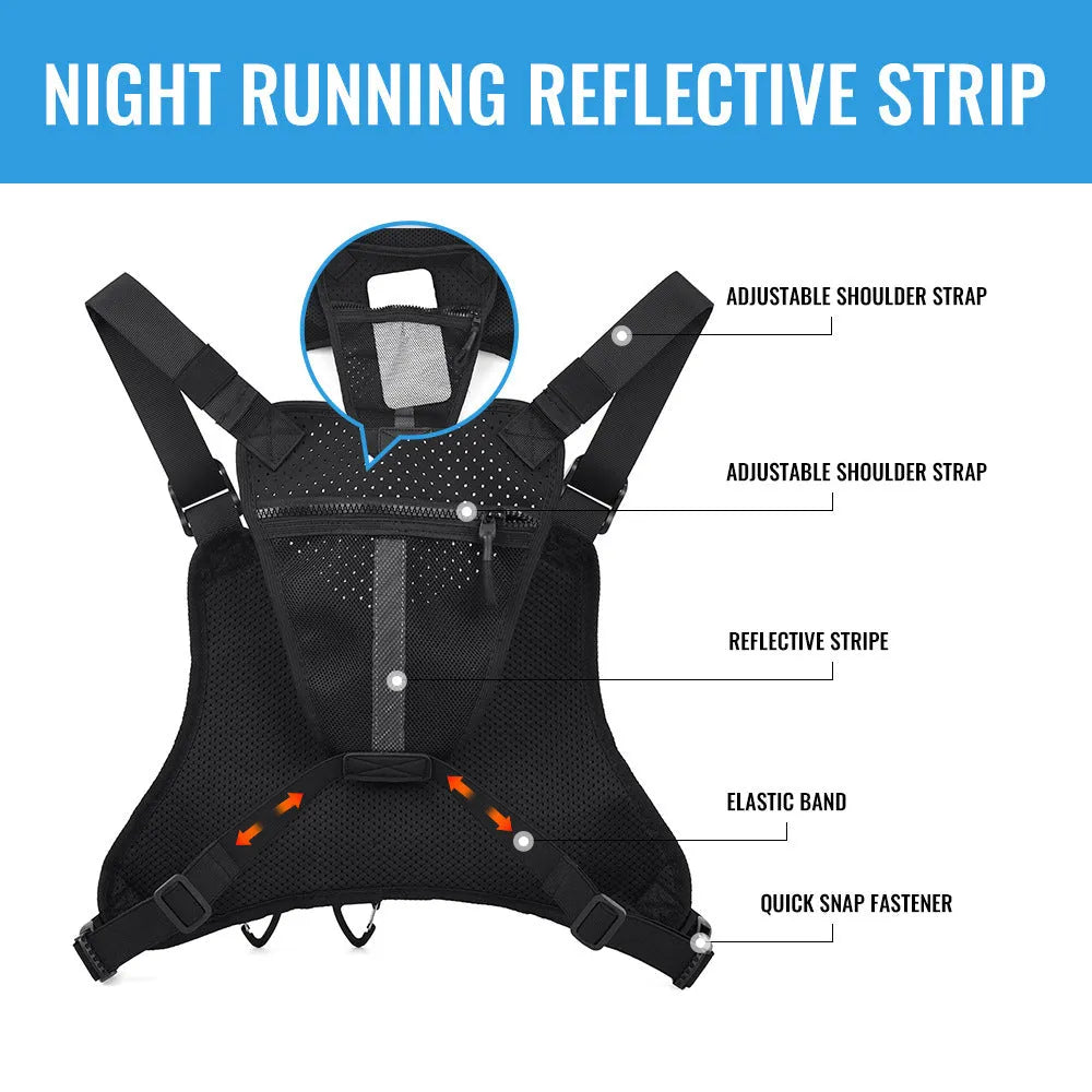 Oxford cloth chest bag for outdoor sports and riding in black, grey, and blue colour options
