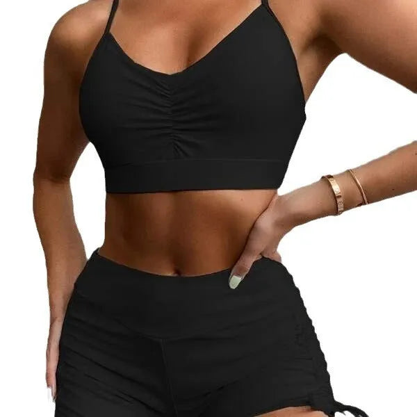 Women's high waist split bikini swimsuit in black or violet colour