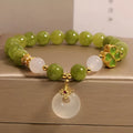 Green tourmaline and four-leaf clover women's bracelet with safety peace buckle