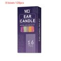 Ear candle health massage kit with 16 candles, 8 boards and 16 swabs in assorted colours