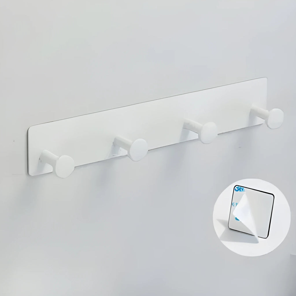 Punch-free screwless shower door rear clothes hook in black and white with double-sided tape