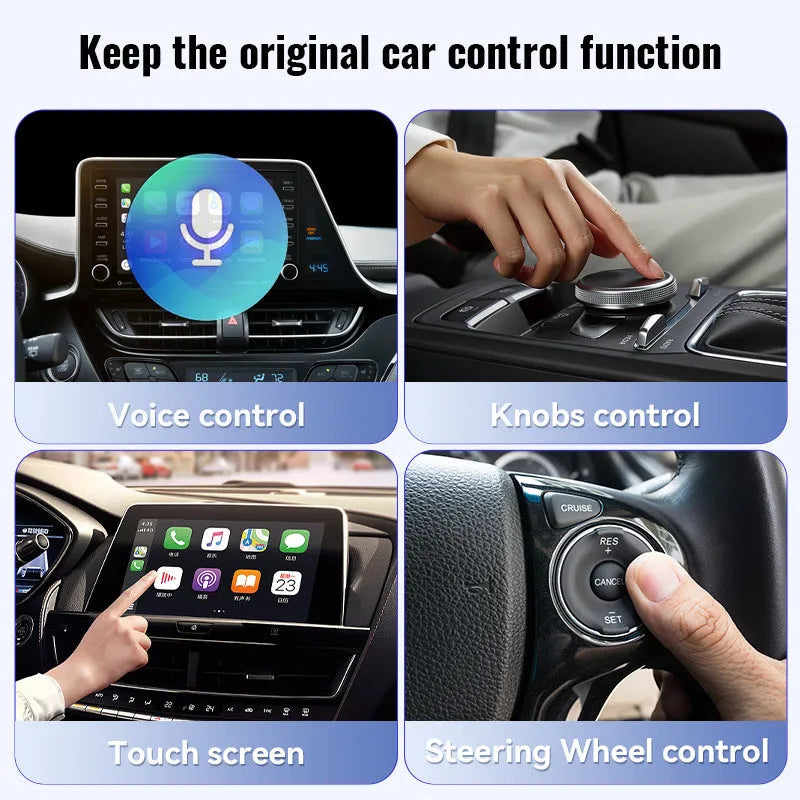 Black mini CarPlay USB interface adapter measuring 26×55×13mm with USB connector