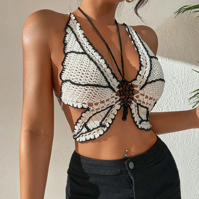 Women's black and white classic bikini swimsuit with acrylic fabric and free size fit