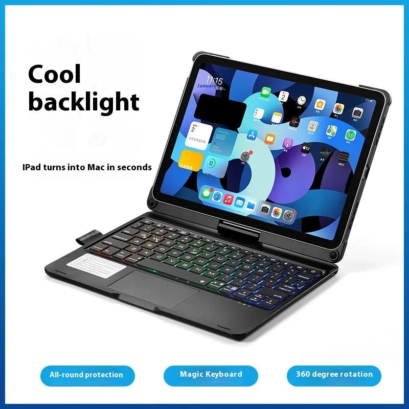 Miaocontrol Bluetooth keyboard with rotating stand for iPad Pro and iPad Air in rose gold, silver, or black
