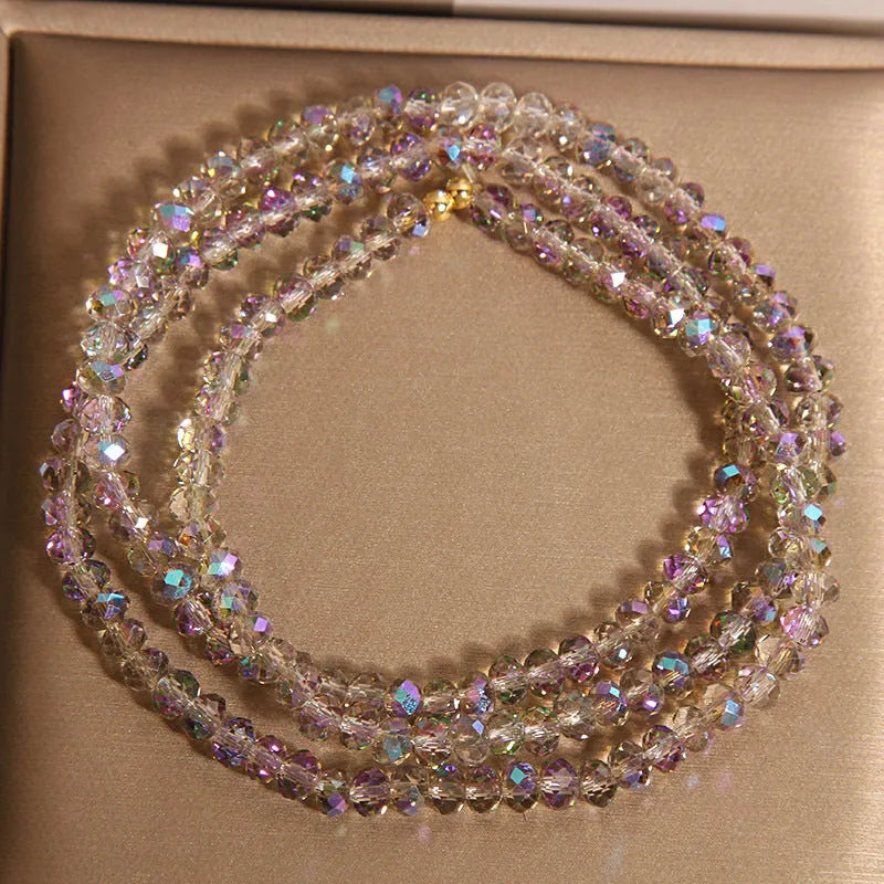 New Chinese Style multi-layer champagne crystal bracelet women light luxury three-circle design