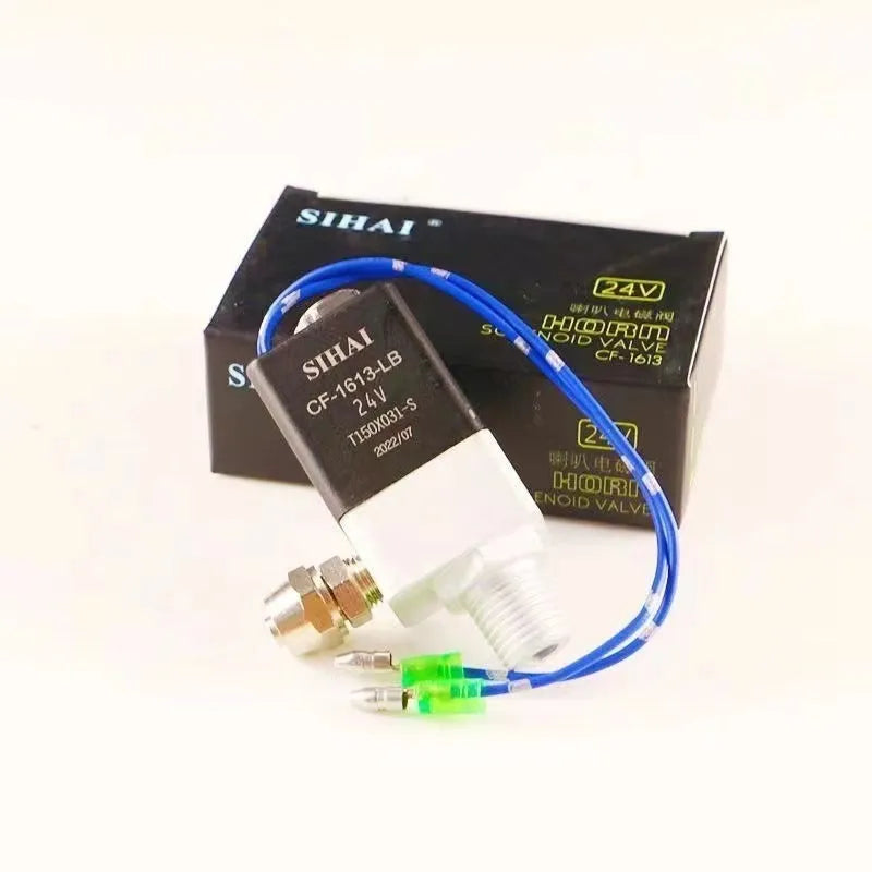 Black dual trumpet air horn kit with compressor for 12V and 24V vehicle installation
