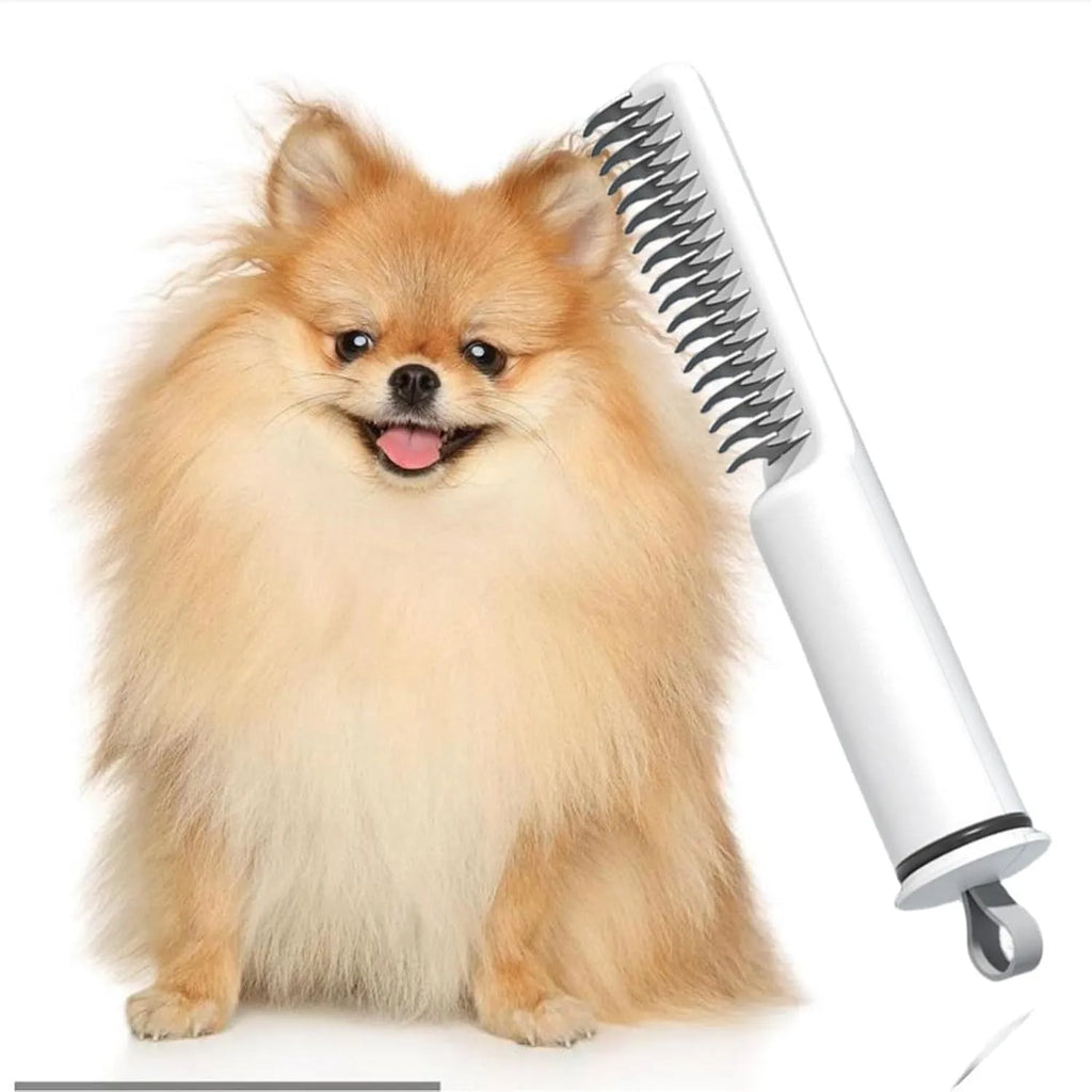 Stainless steel dematting comb for dogs with 18.8cm handle to remove knots and mats