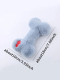 Vocal bone plush dog toy for aggressive chewers in blue, pink and yellow colours with internal squeaker