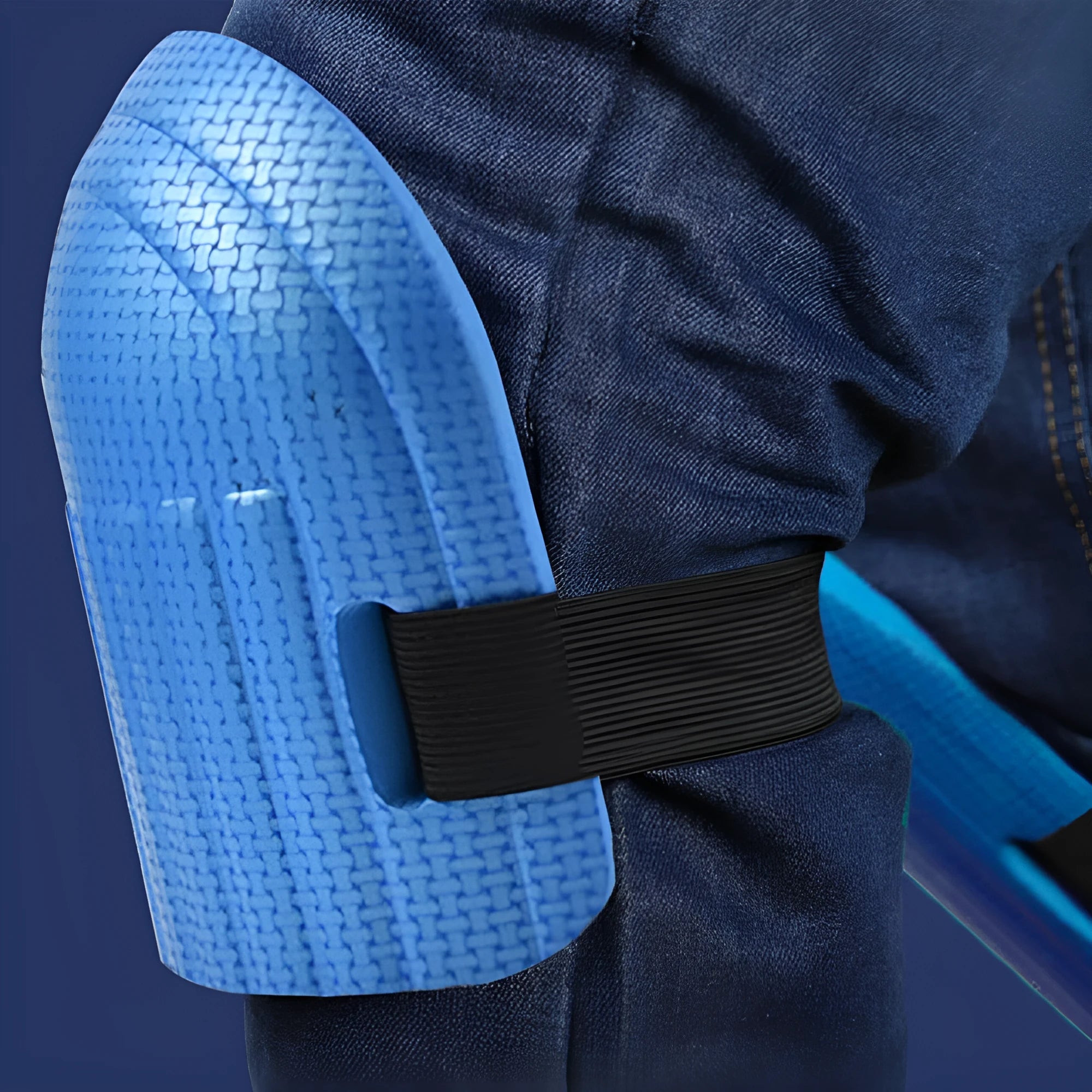 A pair of thick EVA foam kneepads in various colours for work and DIY kneeling protection.