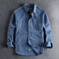 Men's cotton cardigan shirt in light blue or white solid colour with long sleeves